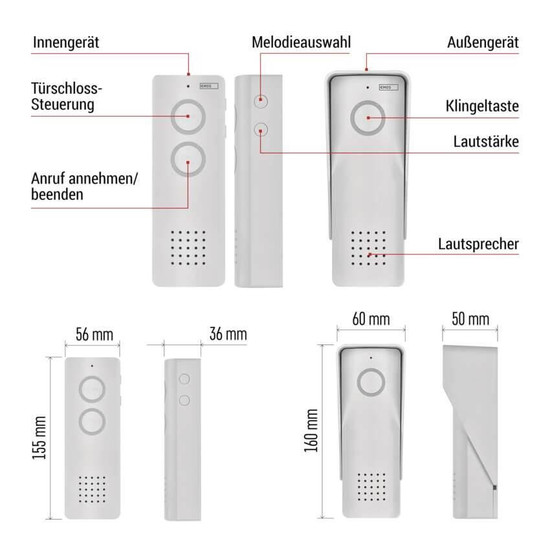 Emos Türsprechanlage kabellos 1 Teilnehmer 8 Melodien Weiß H1087