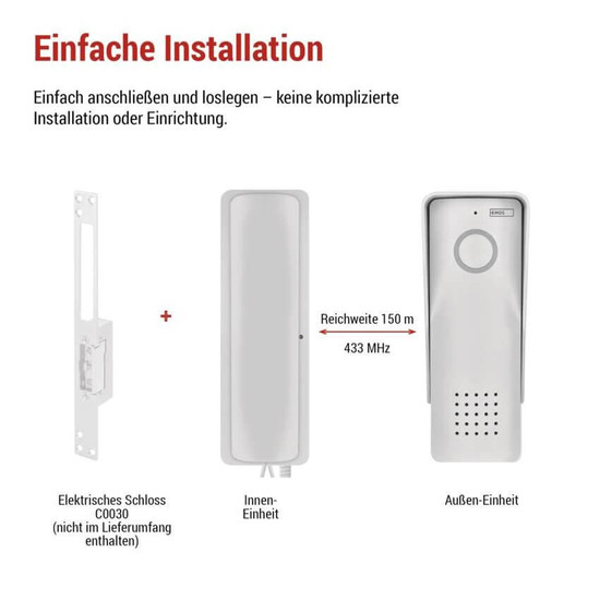 Emos Türsprechanlage kabellos 1 Teilnehmer Netzbetrieb Weiß H1088