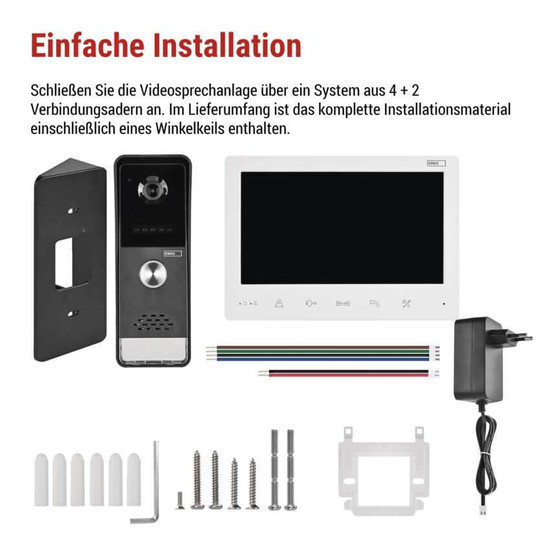Emos Video-Türsprechanlage EM-LS07HD Set 7 Zoll 16 Melodien Weiß H2020