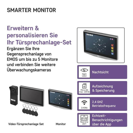 Emos Innenstation Monitor GoSmart IP-750B 7 Zoll IPS für IP-750A H4021