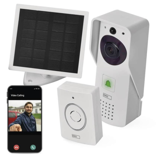 Emos Video-Türklingel GoSmart IP-09D WiFi Solarpanel IP44 H4030
