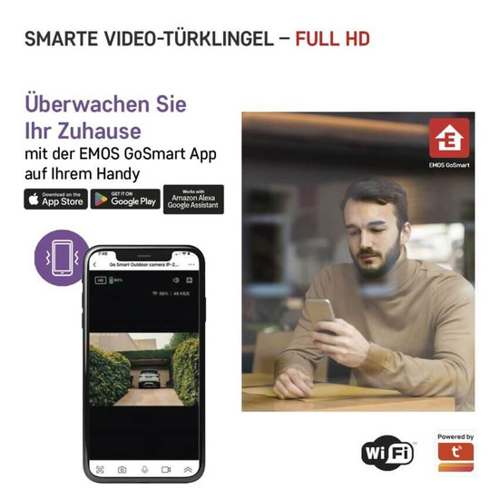Emos Video-Türklingel GoSmart IP-09D WiFi Solarpanel IP44 H4030