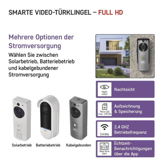 Emos Video-Türklingel GoSmart IP-09C WiFi Netzteil IP44 H4031