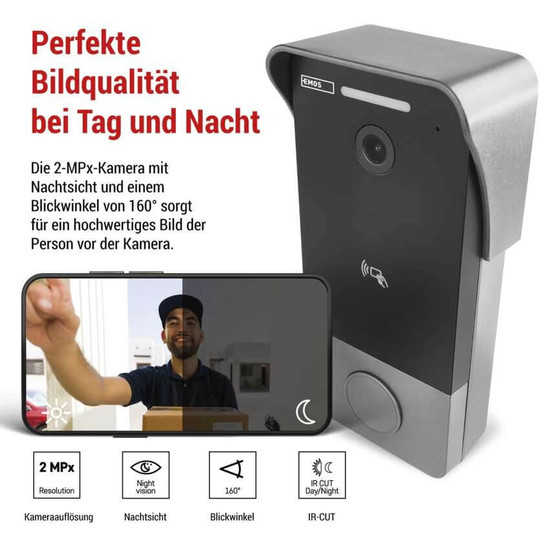 Emos Video-Türklingel GoSmart IP-20PoE PoE 160° IP44 H4033