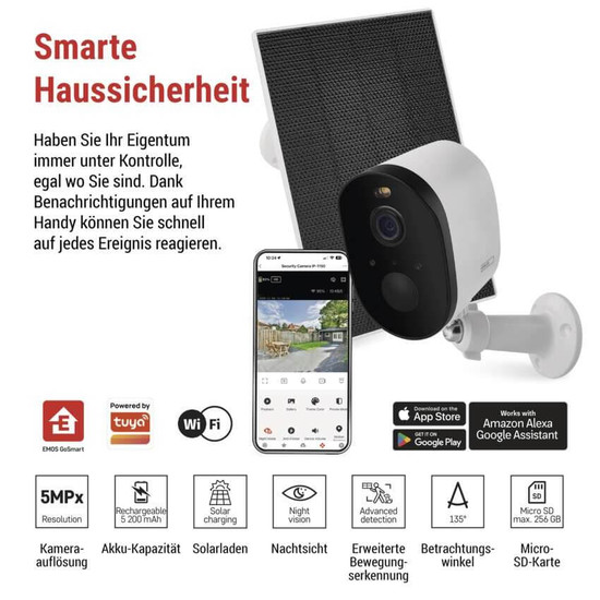 Emos IP-Kamera GoSmart IP-1150 SNAP Solarpanel Akku H4073