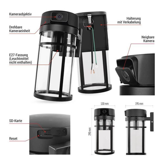 Emos IP-Kamera GoSmart IP-1300 LANTERN mit E27-Fassung Schwarz H4074