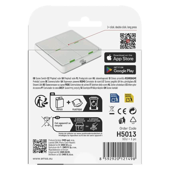 Emos GoSmart Portabler Szenenschalter IP-2004ZW ZigBee 3.0 4 Tasten Weiß H5013