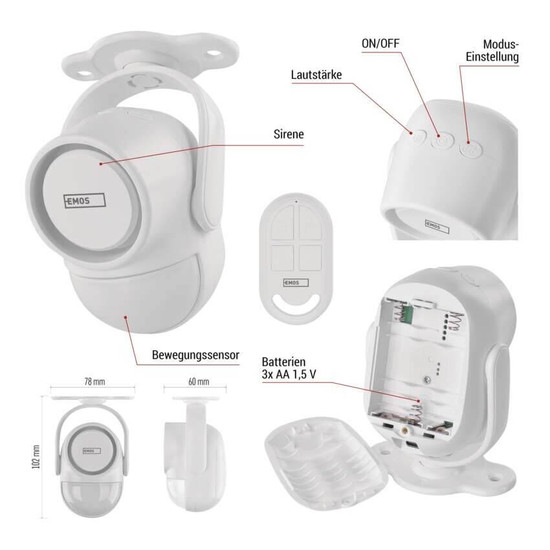 Emos GoSmart Alarmanlage GoSmart IP-126L GUARDIAN mit 6 Fenstersensoren WLAN H5030
