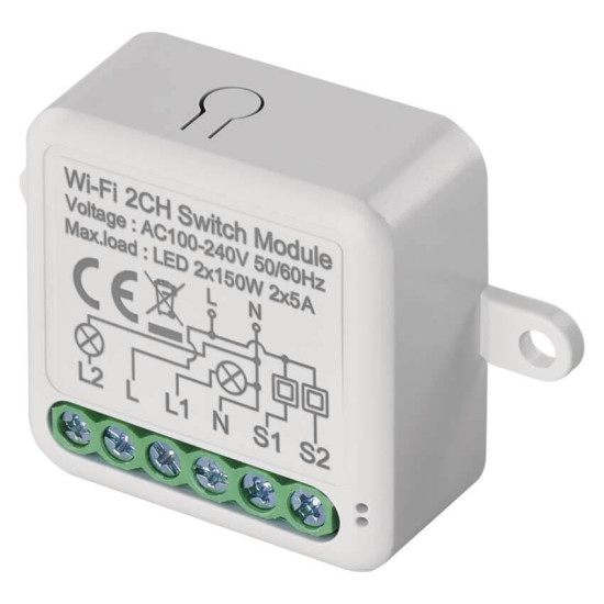 Emos GoSmart Schaltmodul IP-2102SW WiFi 2-Kanal mit N-Draht H5106