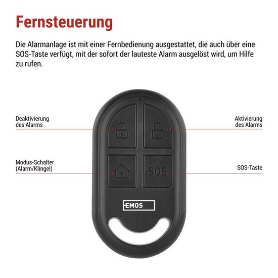 Emos Bewegungsalarm EM-125L PROTECTOR PIR RF Schwarz H8106