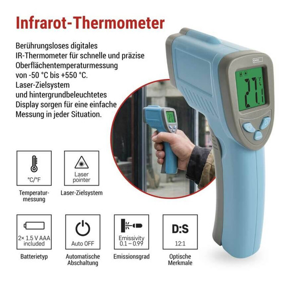 Emos Infrarot-Thermometer Infrarot berührungslos ±2% Genauigkeit M0503N