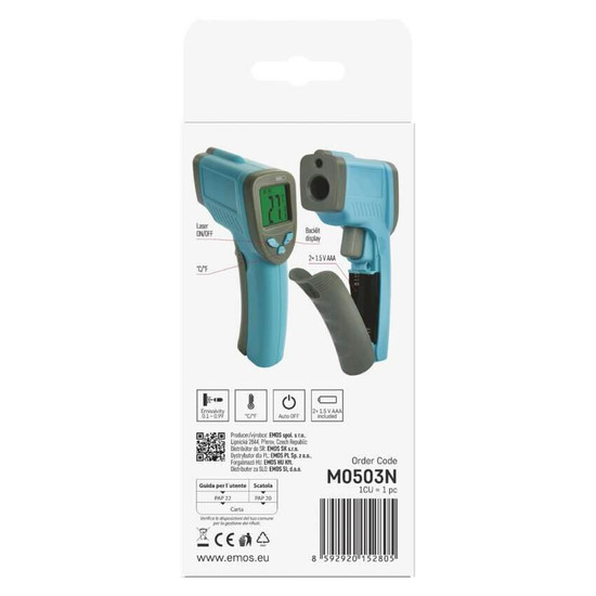 Emos Infrarot-Thermometer Infrarot berührungslos ±2% Genauigkeit M0503N