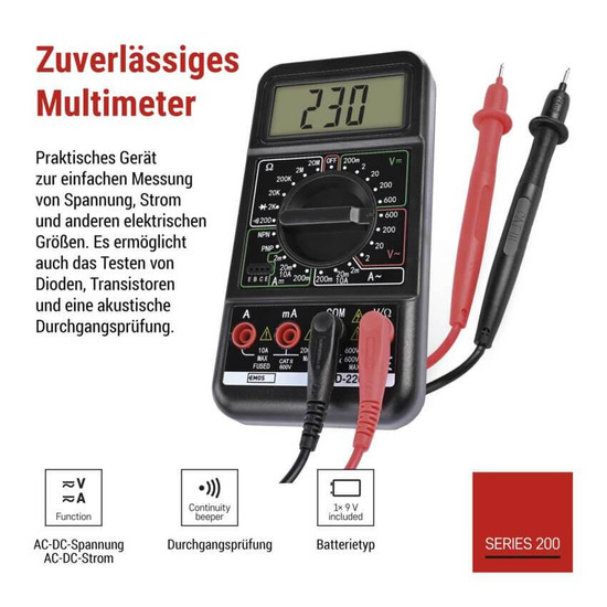 Emos Multimeter MD-220 600V 10A mit Transistortest M2092N