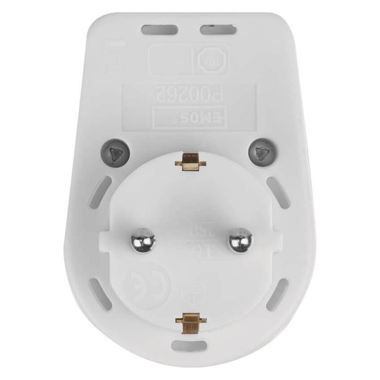 Emos Steckdosenadapter rund mit Schalter Weiß P00262