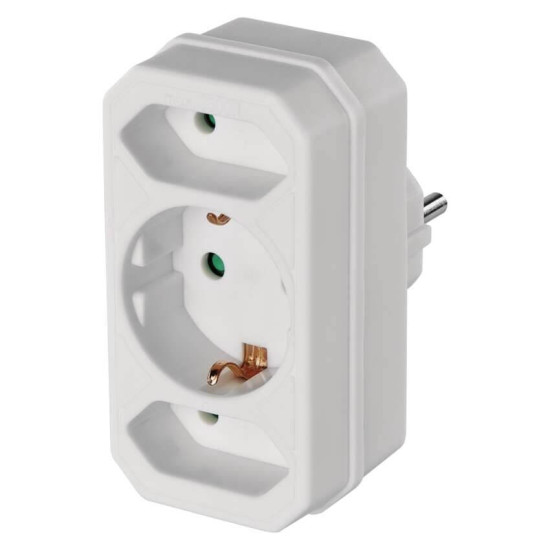 Emos Steckdosenadapter 2x Euro+1x Schutzkontakt Weiß P00272