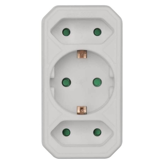 Emos Steckdosenadapter 2x Euro+1x Schutzkontakt Weiß P00272