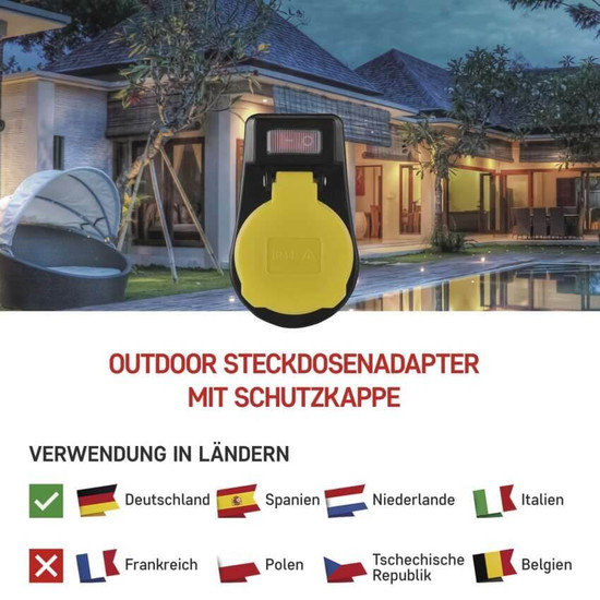 Emos Steckdosenadapter 1-fach mit Schalter IP44 Schwarz P00292