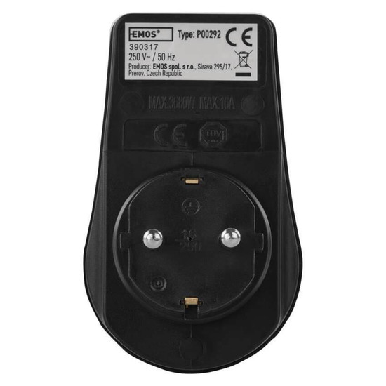 Emos Steckdosenadapter 1-fach mit Schalter IP44 Schwarz P00292