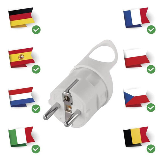 Emos Steckdosenadapter Stecker gerade 16A Weiß P0038