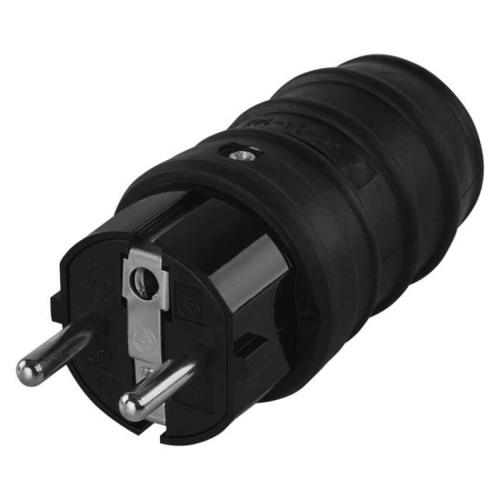 Emos Steckdosenadapter Gummistecker IP44 16A Schwarz P0050