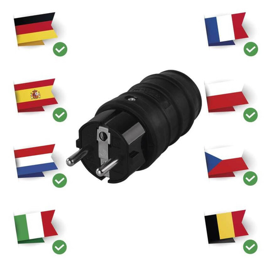 Emos Steckdosenadapter Gummistecker IP44 16A Schwarz P0050