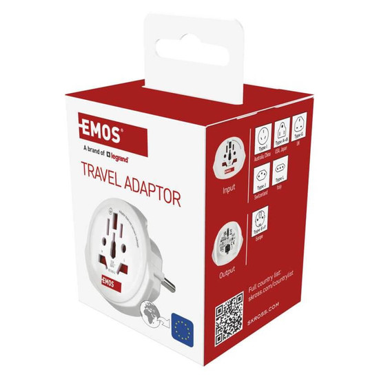 Emos Reiseadapter für Ausländer in Europa 16A Weiß P0055E