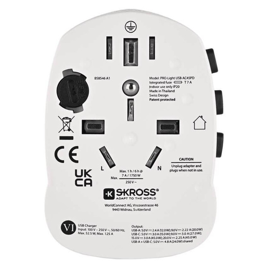 Emos Reiseadapter für Europäer weltweit USB-A+USB-C 24W Weiß P0056U