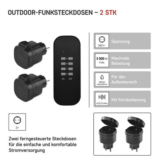 Emos Steckdosenadapter mit Fernbedienung bis 4 Steckdosen IP44 P0068