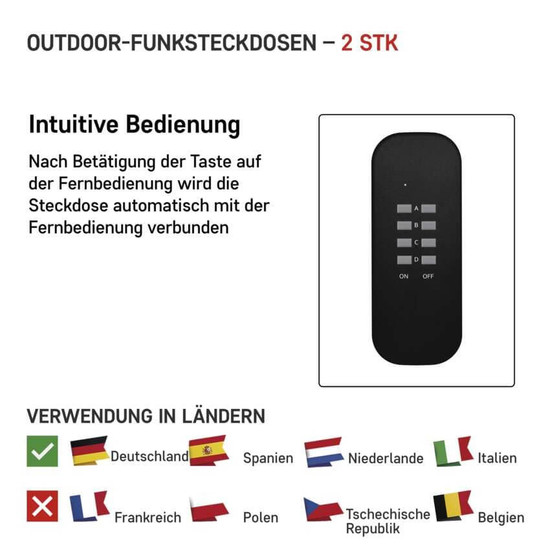 Emos Steckdosenadapter mit Fernbedienung bis 4 Steckdosen IP44 P0068