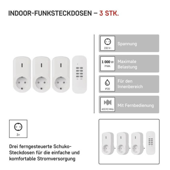 Emos Steckdosenadapter mit Fernbedienung bis 4 Steckdosen 25m P0069