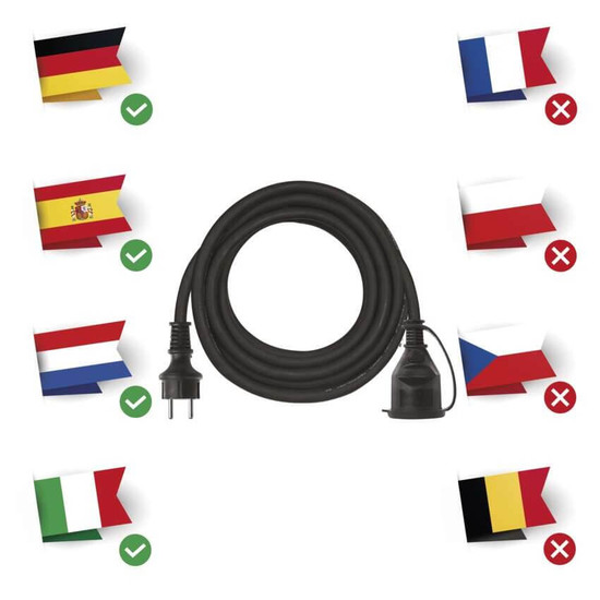 Emos Verlängerungskabel Außen 5m 1,5mm² Schwarz Gummi IP44 P01805