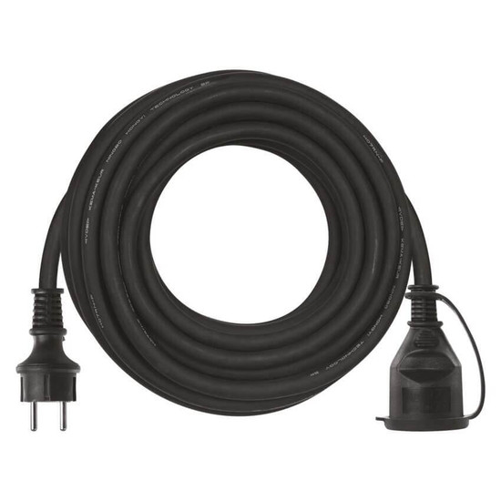Emos Verlängerungskabel Außen 10m 2,5mm² Schwarz Gummi IP44 P01810R