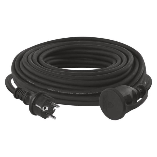 Emos Verlängerungskabel Außen 25m 2,5mm² Schwarz Gummi IP44 P01825R