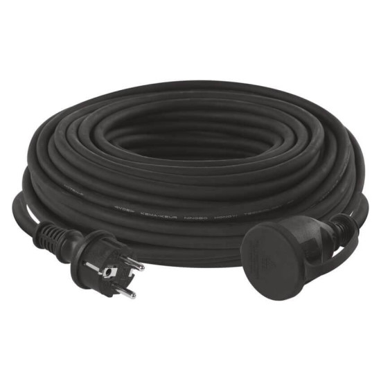 Emos Verlängerungskabel Außen 30m 1,5mm² Schwarz Gummi IP44 P01830