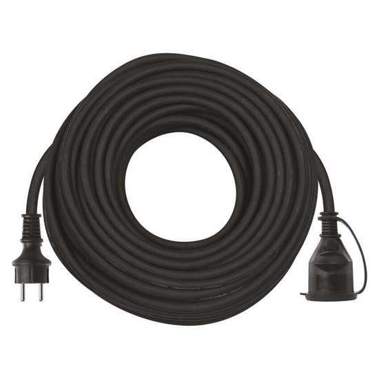 Emos Verlängerungskabel Außen 30m 1,5mm² Schwarz Gummi IP44 P01830