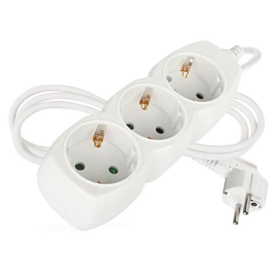 Emos Steckdosenleiste 3-fach 1,5m Weiß PVC P0321R