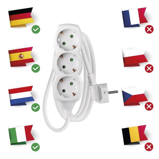 Emos Steckdosenleiste 3-fach 1,5m Weiß PVC P0321R