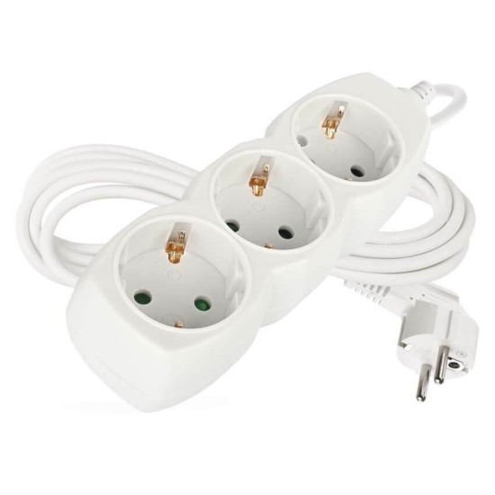 Emos Steckdosenleiste 3-fach 3m Weiß PVC P0323R