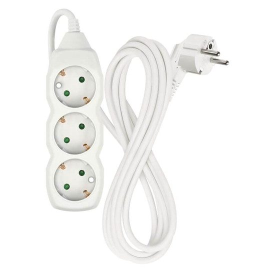 Emos Steckdosenleiste 3-fach 3m Weiß PVC P0323R