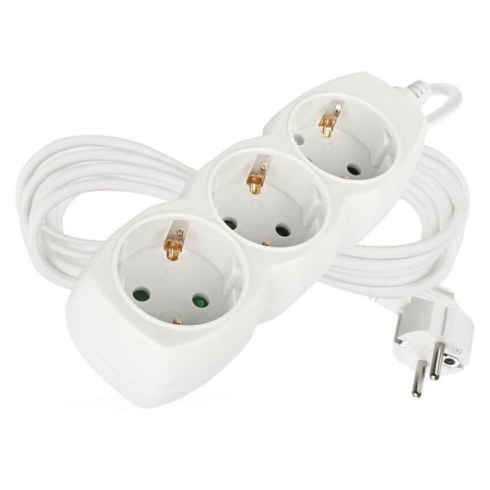 Emos Steckdosenleiste 3-fach 5m Weiß PVC P0325R