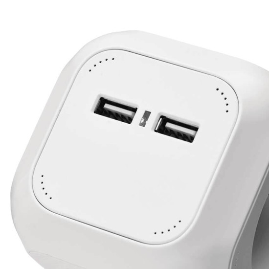 Emos Steckdosenleiste Würfel 4-fach 2xUSB 1,9m Weiß P04219GU