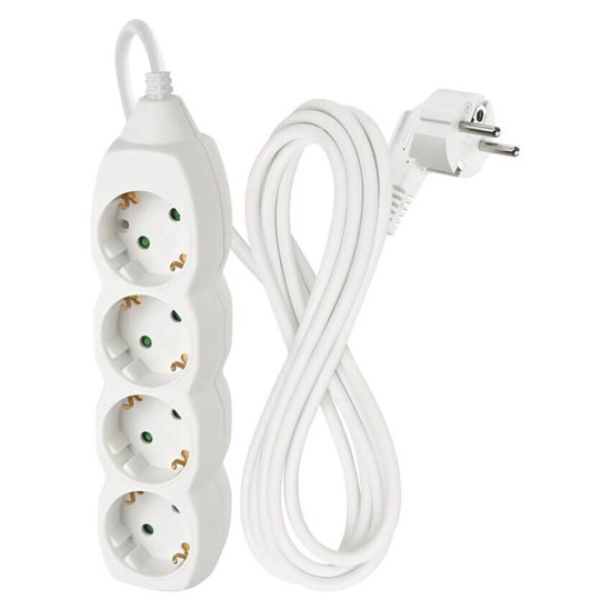 Emos Verlängerungskabel 4-fach 3m Weiß PVC P0423R