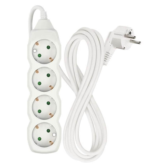 Emos Verlängerungskabel 4-fach 3m Weiß PVC P0423R