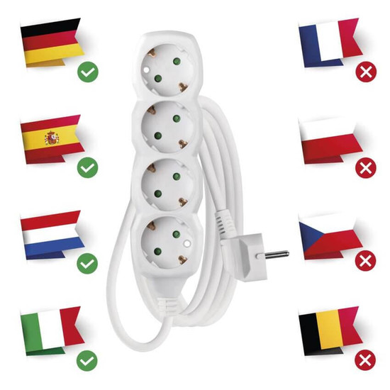 Emos Verlängerungskabel 4-fach 3m Weiß PVC P0423R