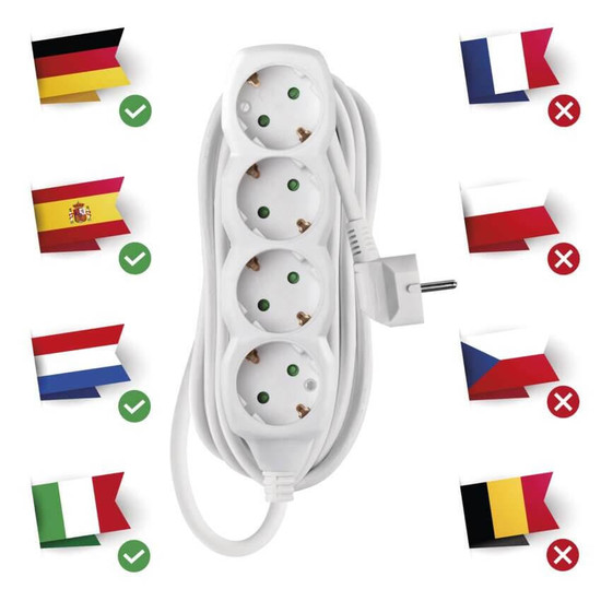 Emos Steckdosenleiste 4-fach 5m Weiß PVC P0425R