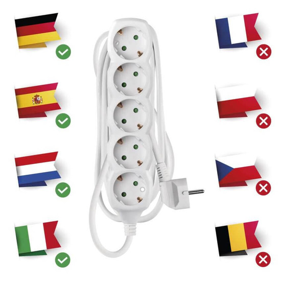 Emos Steckdosenleiste 5-fach 3m Weiß PVC P0523R