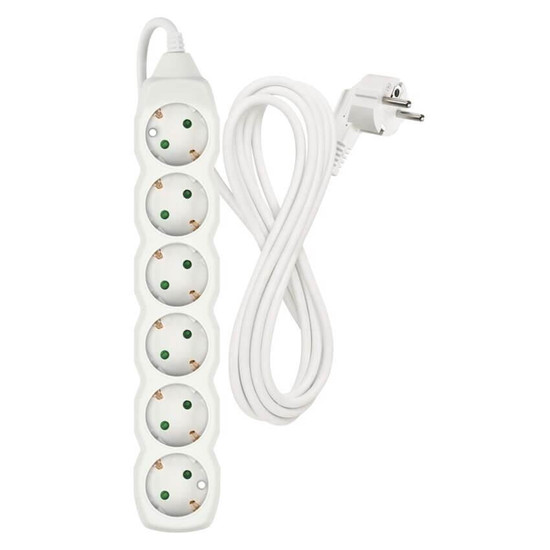 Emos Steckdosenleiste 6-fach 3m Weiß PVC P0623R