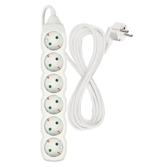 Emos Steckdosenleiste 6-fach 5m Weiß PVC P0625R