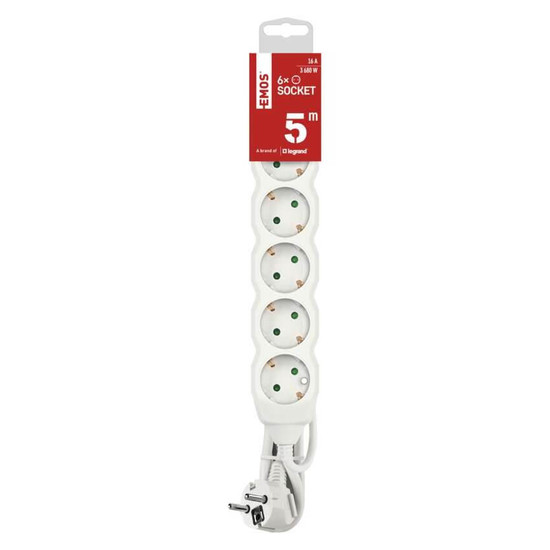 Emos Steckdosenleiste 6-fach 5m Weiß PVC P0625R