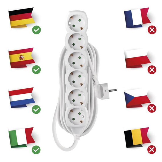 Emos Steckdosenleiste 6-fach 5m Weiß PVC P0625R